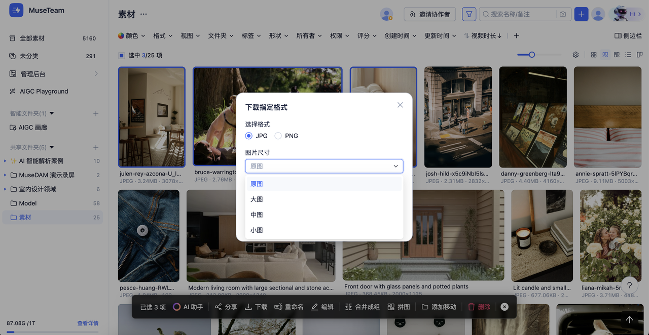 MuseDAM Help Center ｜下载指定格式